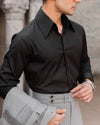 Black Premium Spread Collar Shirt