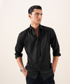 Midnight Black Satin Dress Shirt