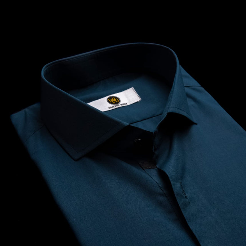 dark teal dress shirt mens Men's Dress Shirt Long Sleeve 4-Way Stretch Wrinkle Free Teal Formal Shirt 2XL