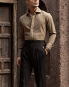 Khaki Cutaway Collar Shirt